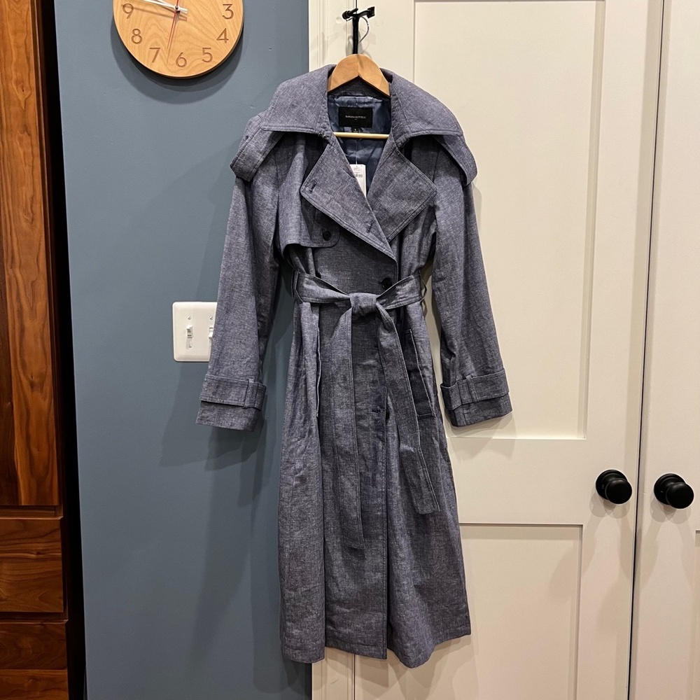 Banana Republic Factory Linen-Cotton Trench Coat in Chambray